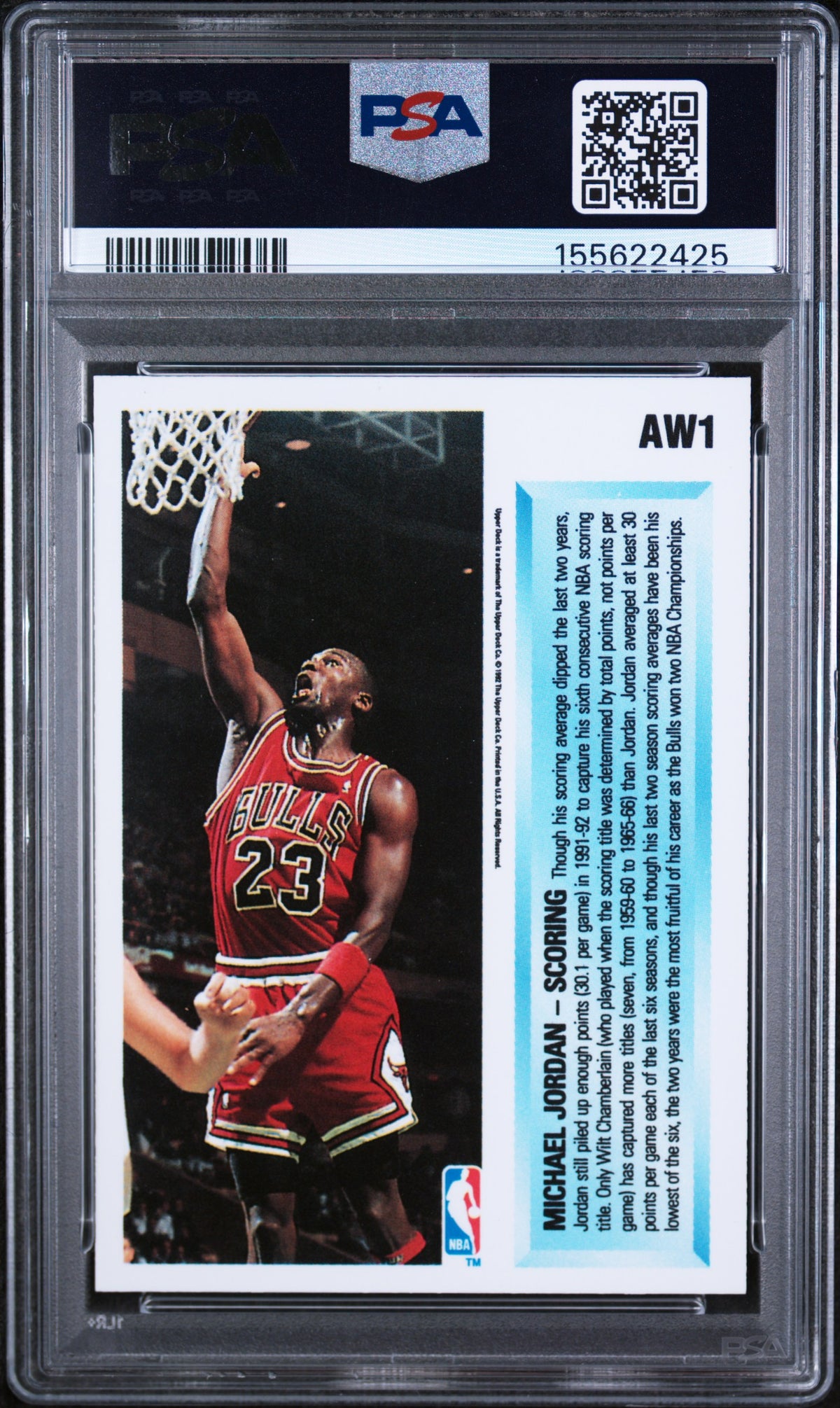 1992 Upper Deck Award Winner Michael Jordan #AW1 Holograms PSA 7