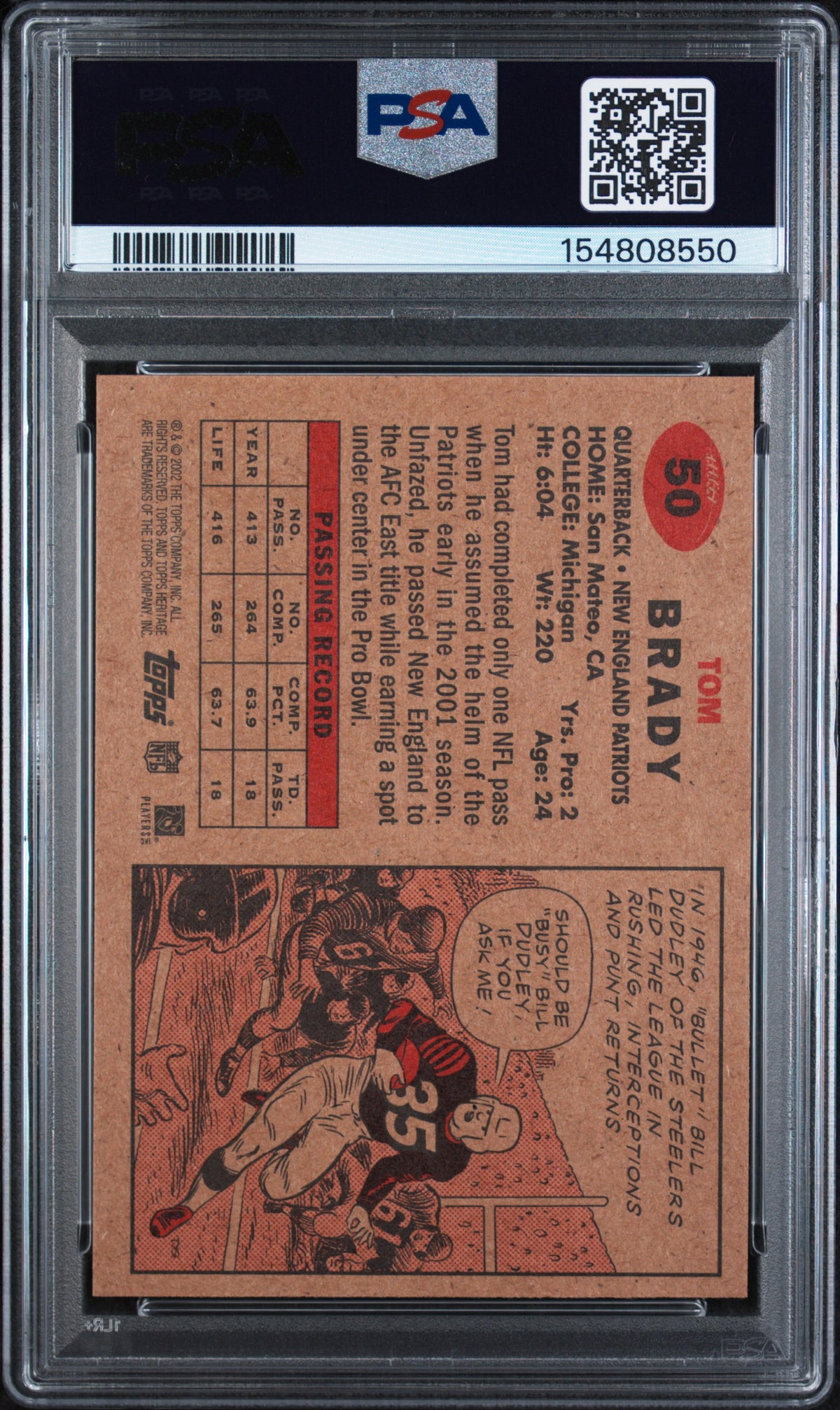 2002 Topps Heritage Tom Brady #50 PSA 7