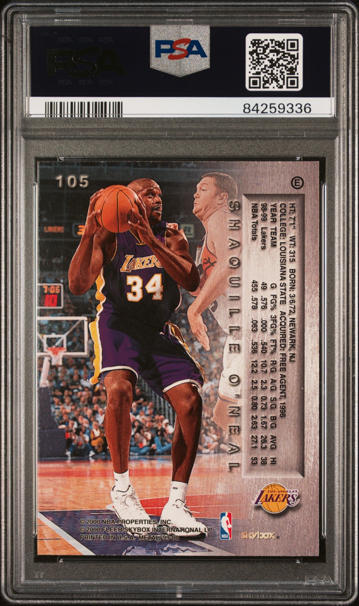 1999 Metal Shaquille O'Neal Emerald #105 PSA 6