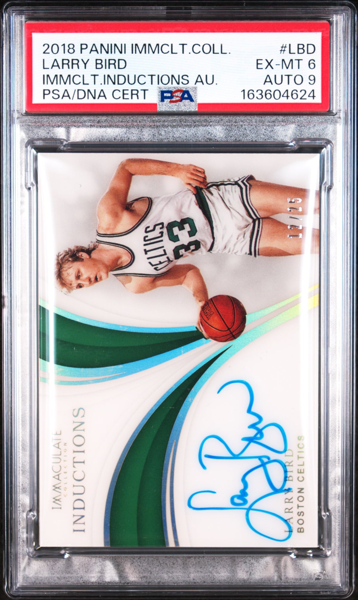 2018 Panini Immaculate Collection Immaculate Inductions Autographs Larry Bird #LBD /15 PSA 6