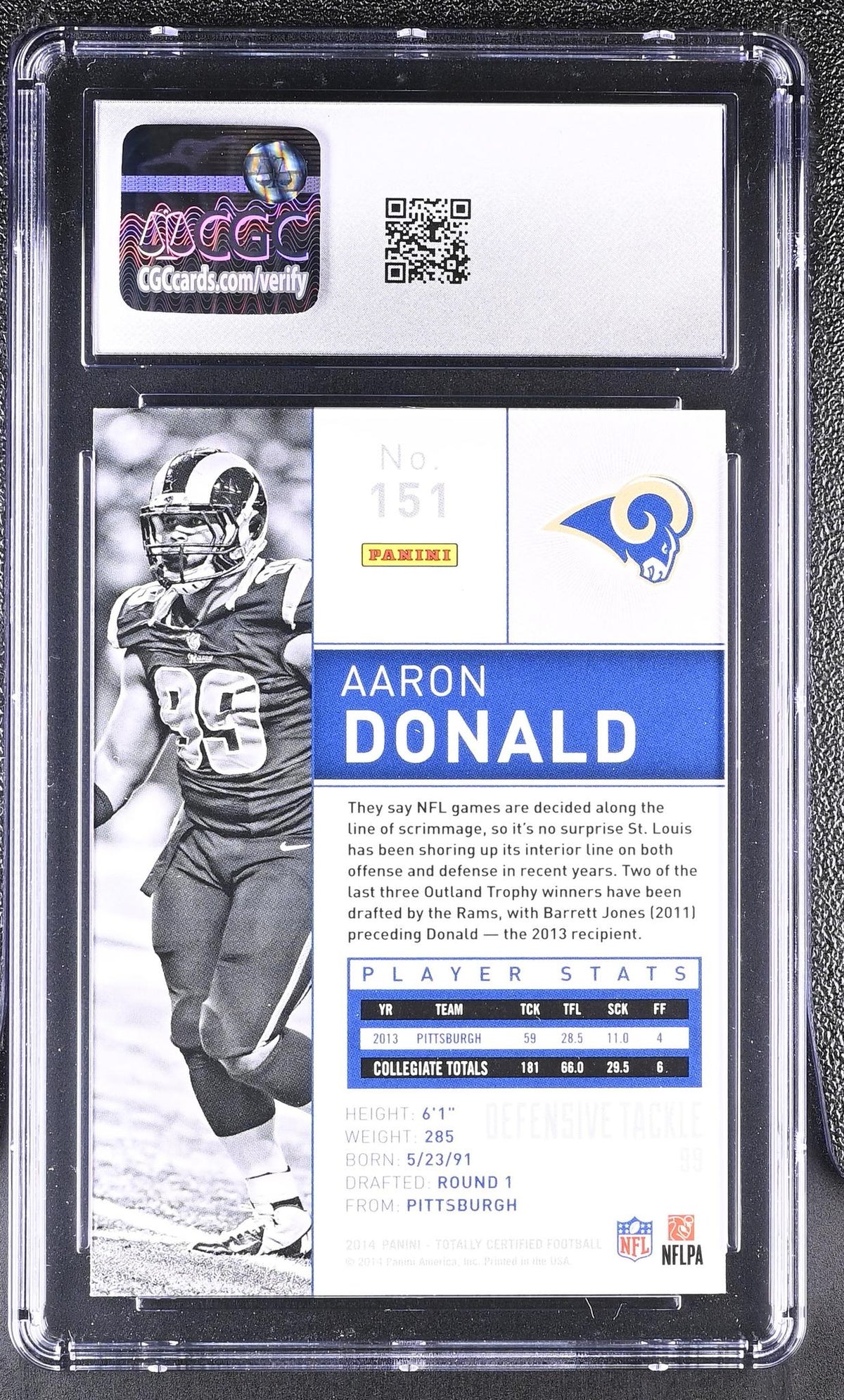 2014 Panini Totally Certified Aaron Donald #151 Rookie CGC 10