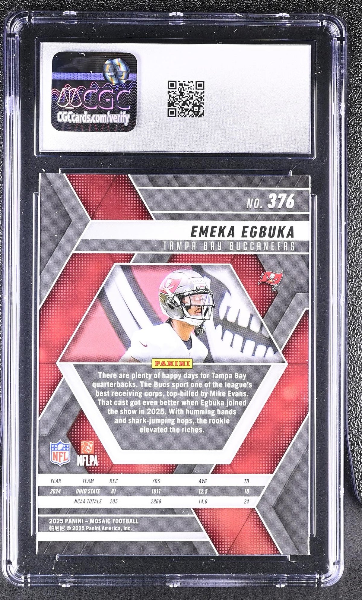 2025 Panini Mosaic Emeka Egbuka #376 Rookie CGC 10