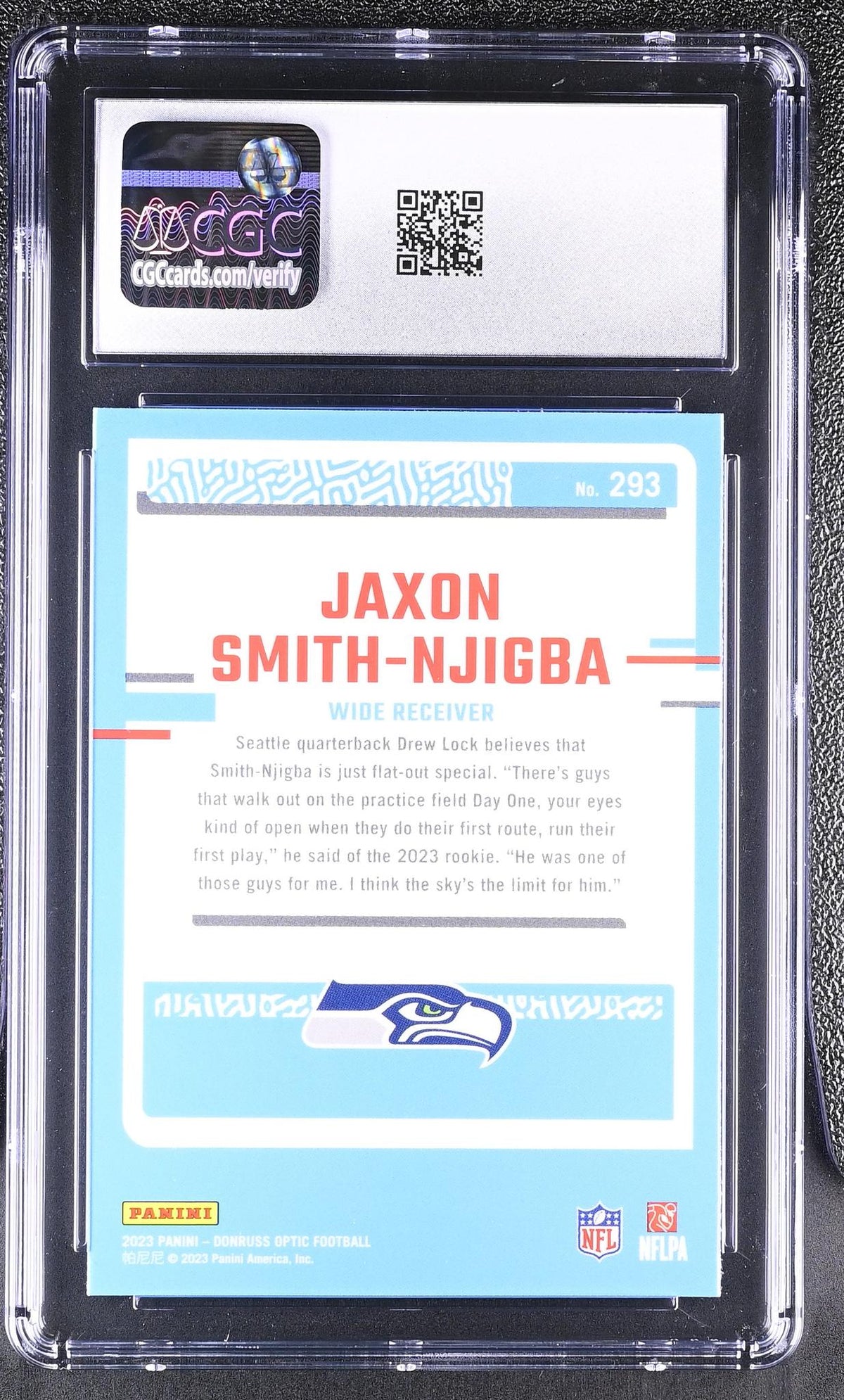 2023 Donruss Optic Jaxon Smith-Njigba #293 Rated Rookie CGC 9.5