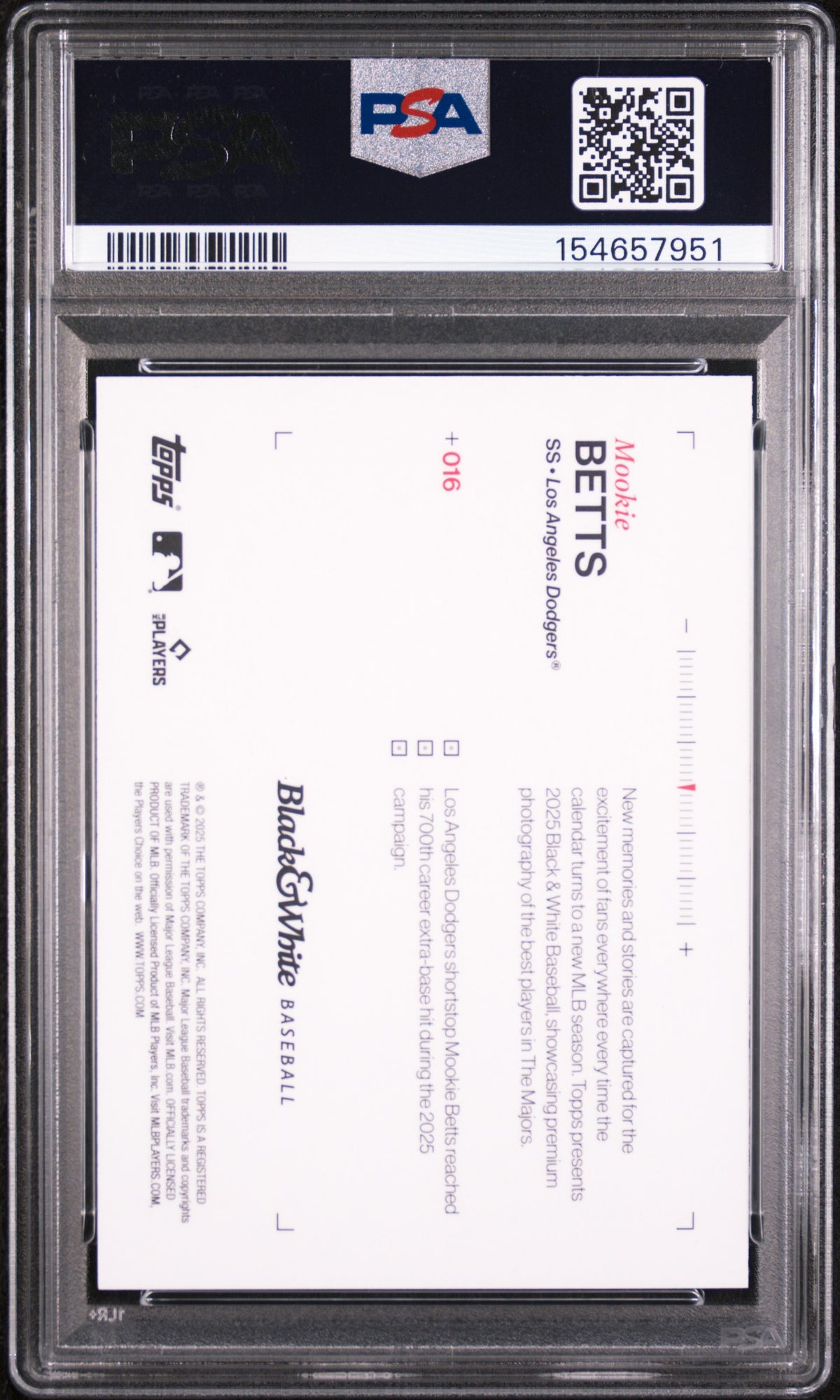2025 Topps Black and White Mookie Betts #16 PSA 10