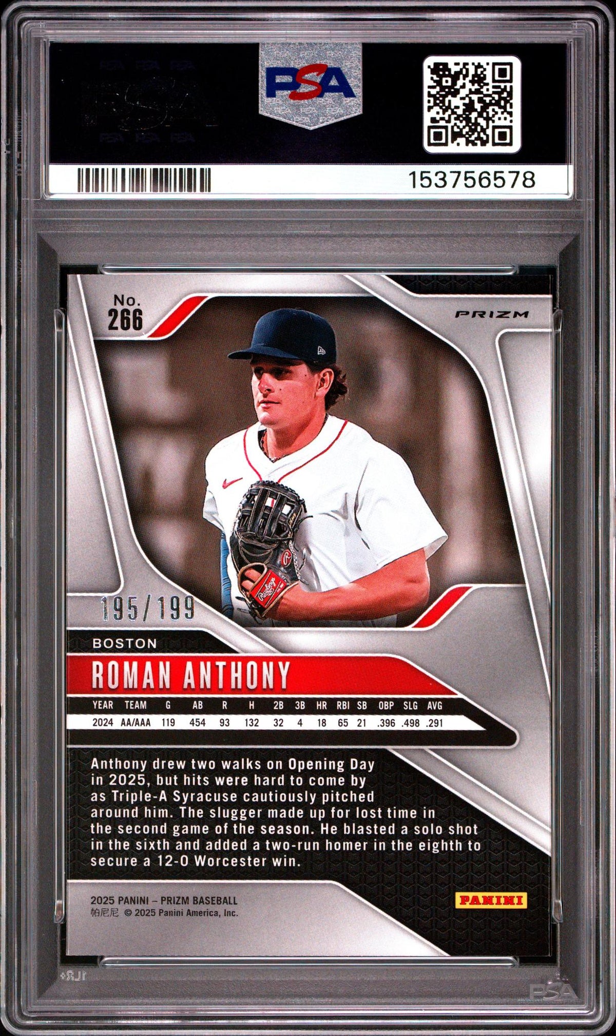 2025 Panini Prizm Premium Box Pandora Roman Anthony #266 PSA 10