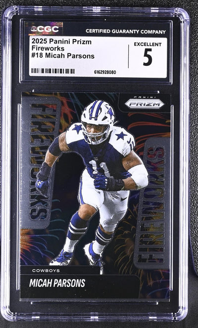 2025 Prizm #18 Micah Parsons Fireworks CGC 5