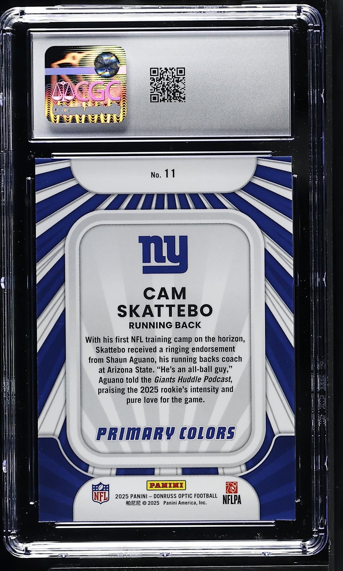 2025 Donruss Optic #11 Cam Skattebo Primary Colors CGC 10