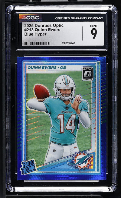 2025 Donruss Optic #213 Quinn Ewers Blue Hyper CGC 9