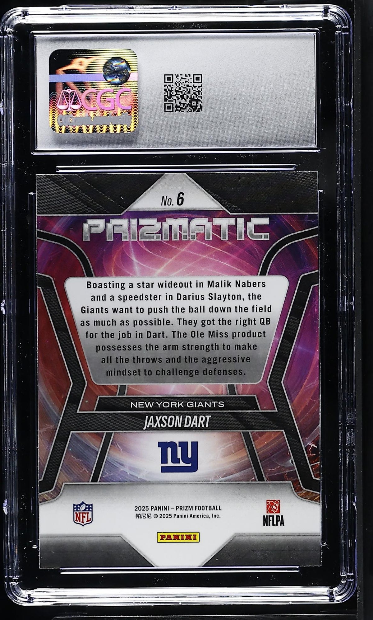 2025 Prizm #6 Jaxson Dart Prizmatic CGC 8.5