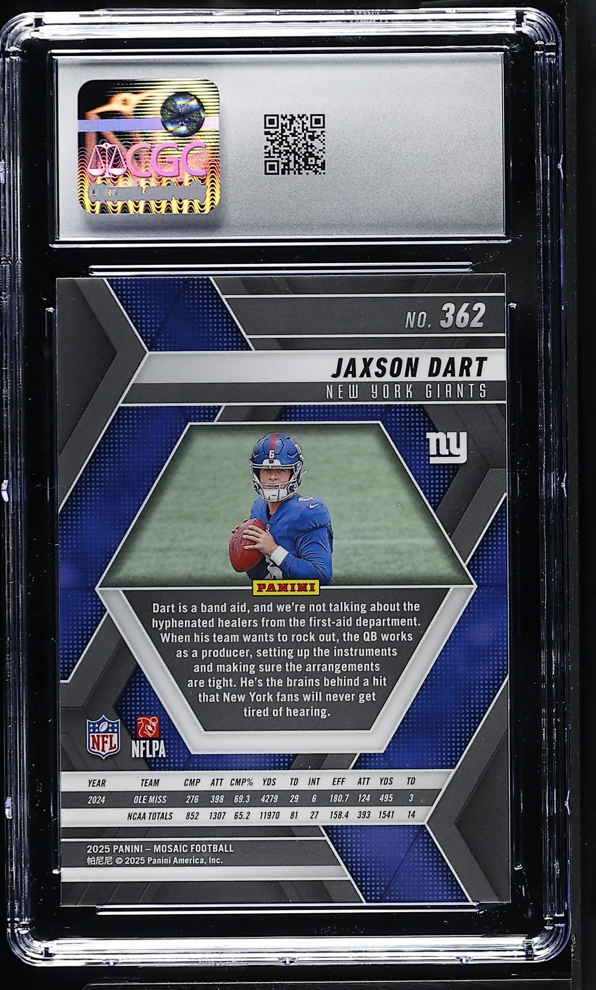 2025 Mosaic #362 Jaxson Dart Mosaic Football CGC 9