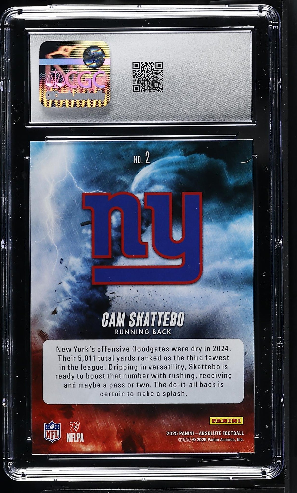 2025 Absolute #2 Cam Skattebo By Storm CGC 10