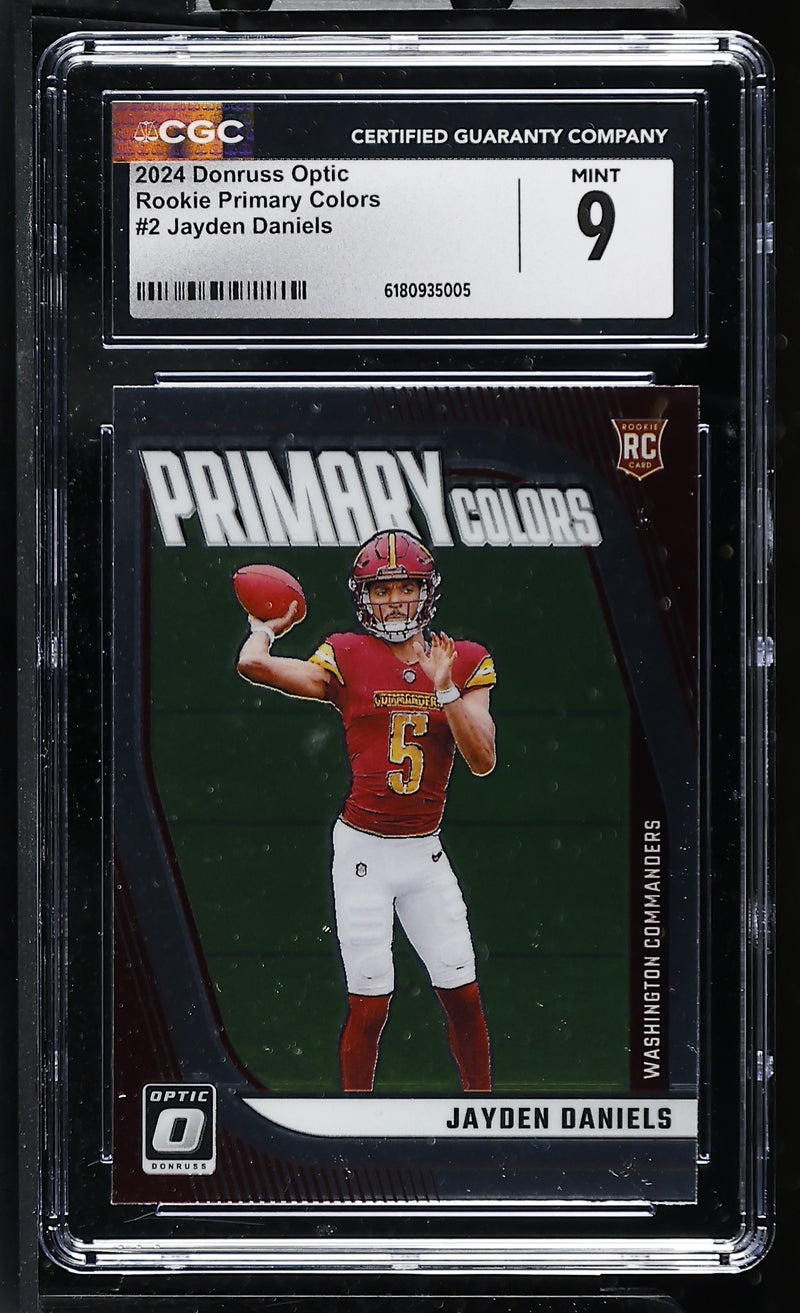 2024 Donruss Optic #2 Jayden Daniels Rookie Primary Colors CGC 9