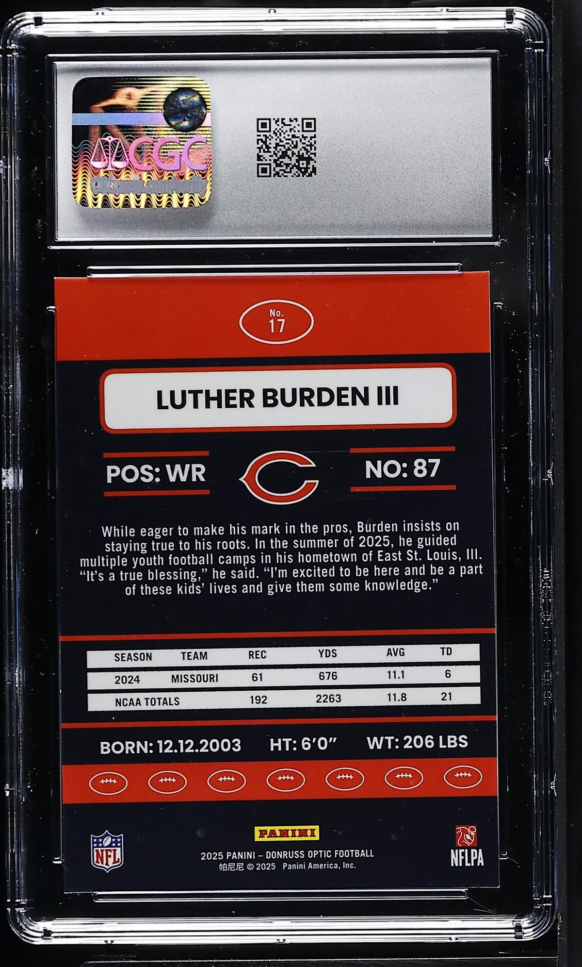 2025 Donruss Optic #17 Luther Burden III Retro CGC 9