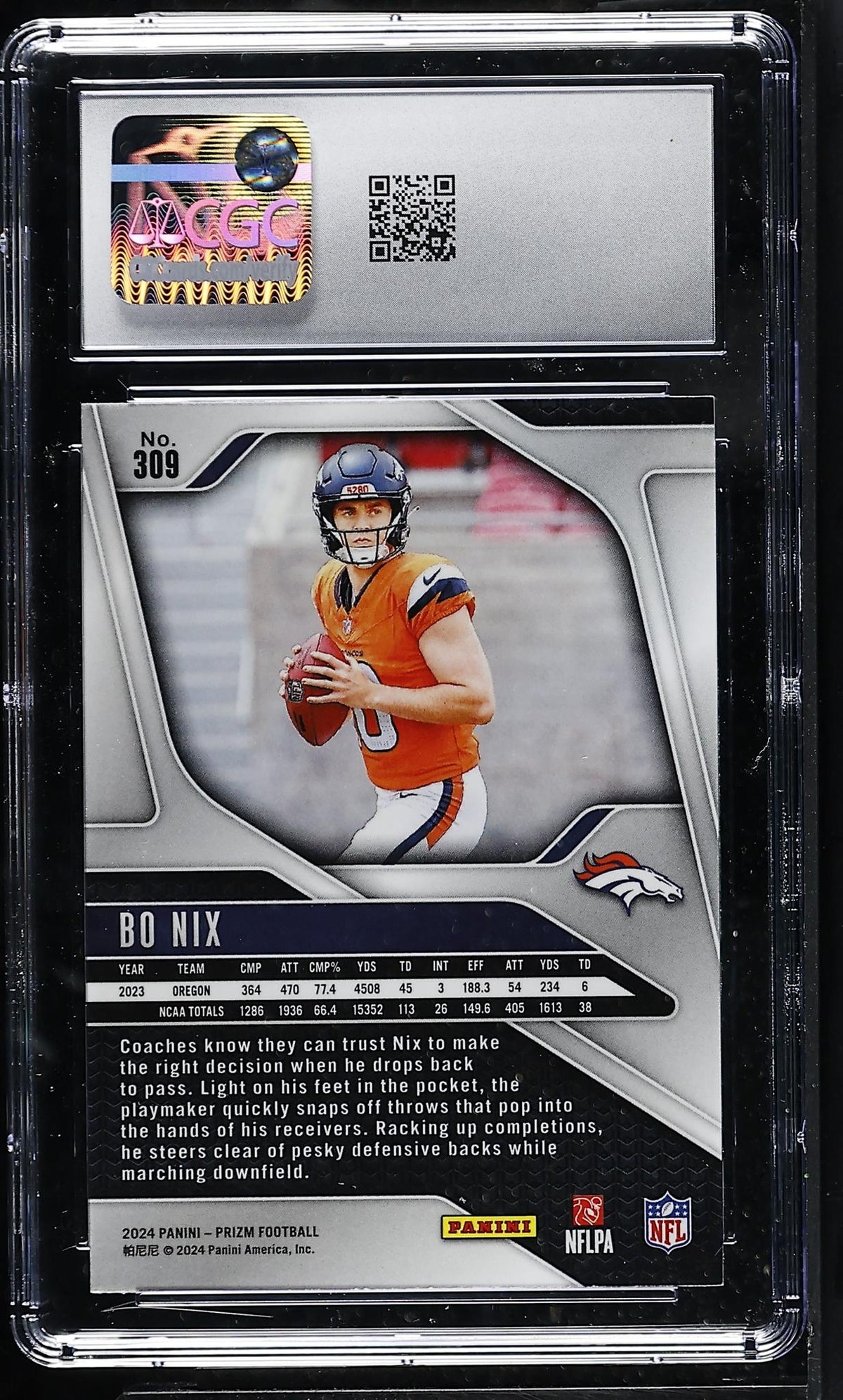 2024 Prizm #309 Bo Nix CGC 9
