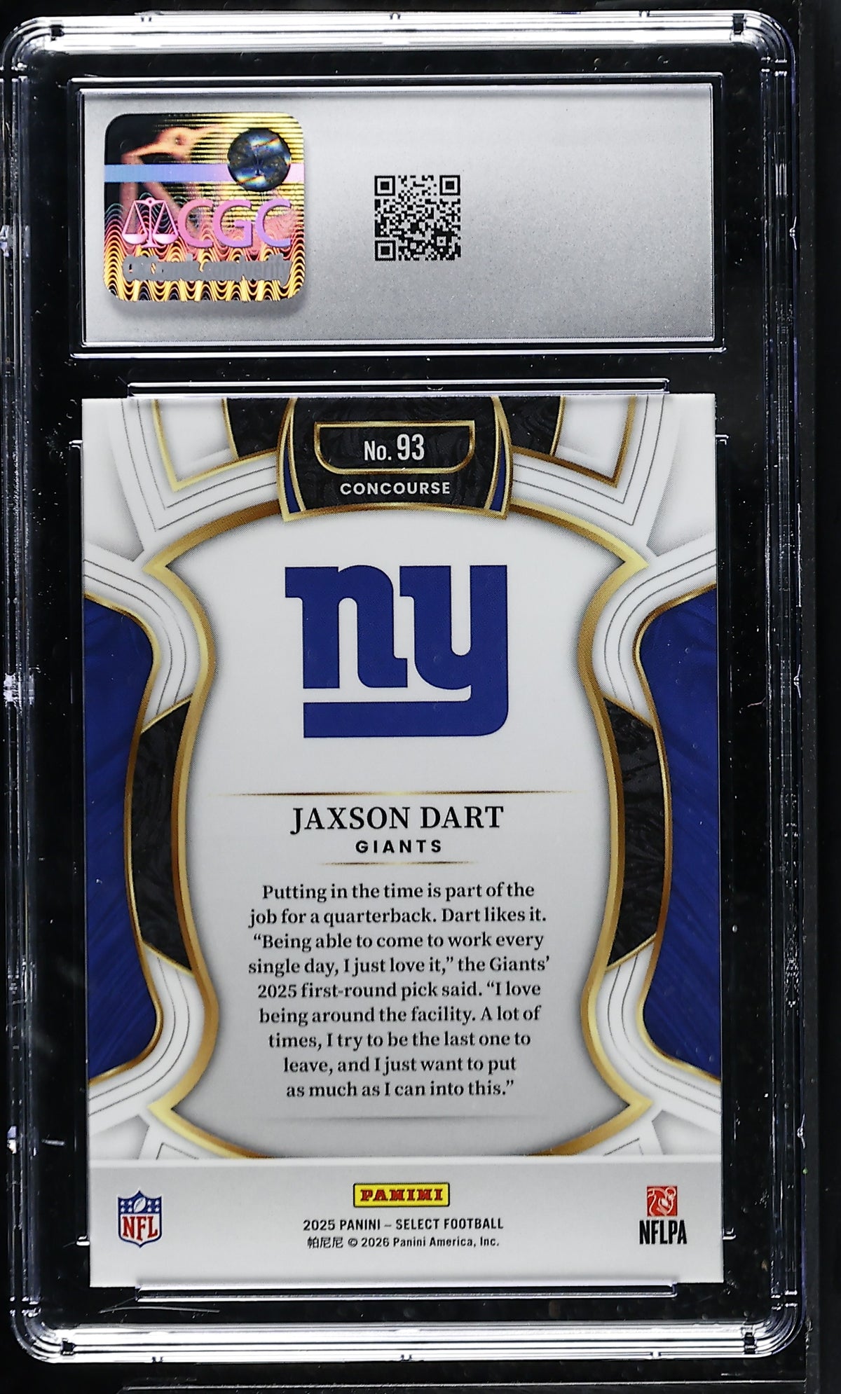 2025 Select #93 Jaxson Dart Concourse CGC 8.5