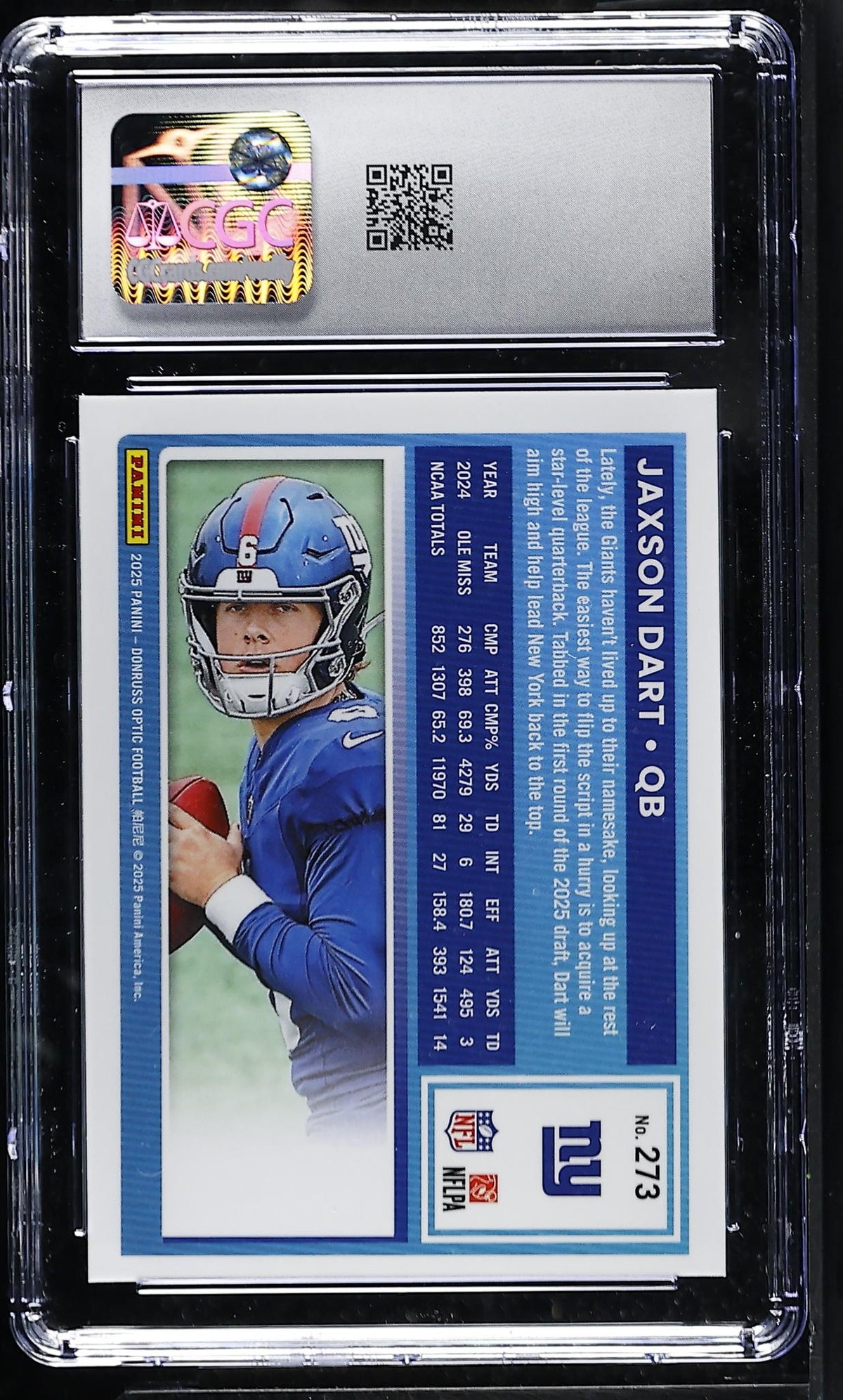 2025 Donruss Optic #273 Jaxson Dart Rated Rookie CGC 9