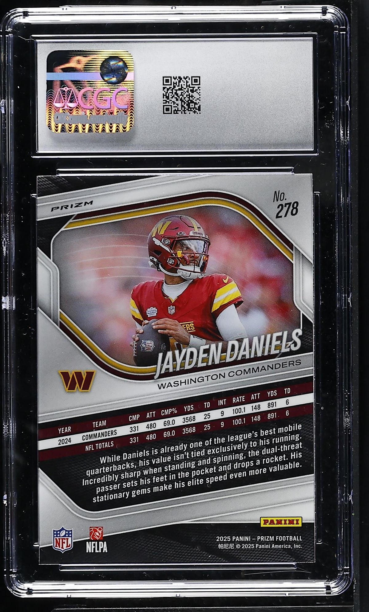 2025 Prizm #278 Jayden Daniels Pink CGC 8.5