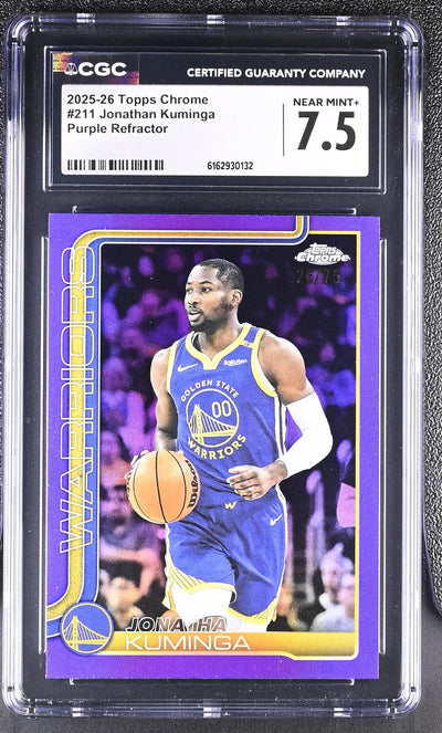 2025 Topps Chrome #211 Jonathan Kuminga Purple Refractor /5 CGC 7.5