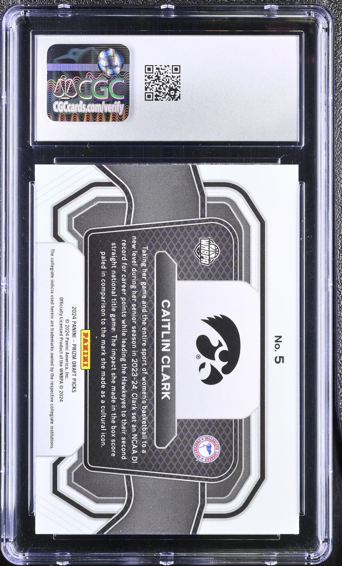 2024 Prizm Draft Picks #5 Caitlin Clark Campus Legends CGC 10