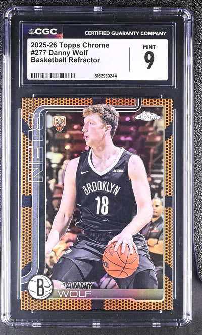 2025 Topps Chrome #277 Danny Wolf Basketball Refractor CGC 9