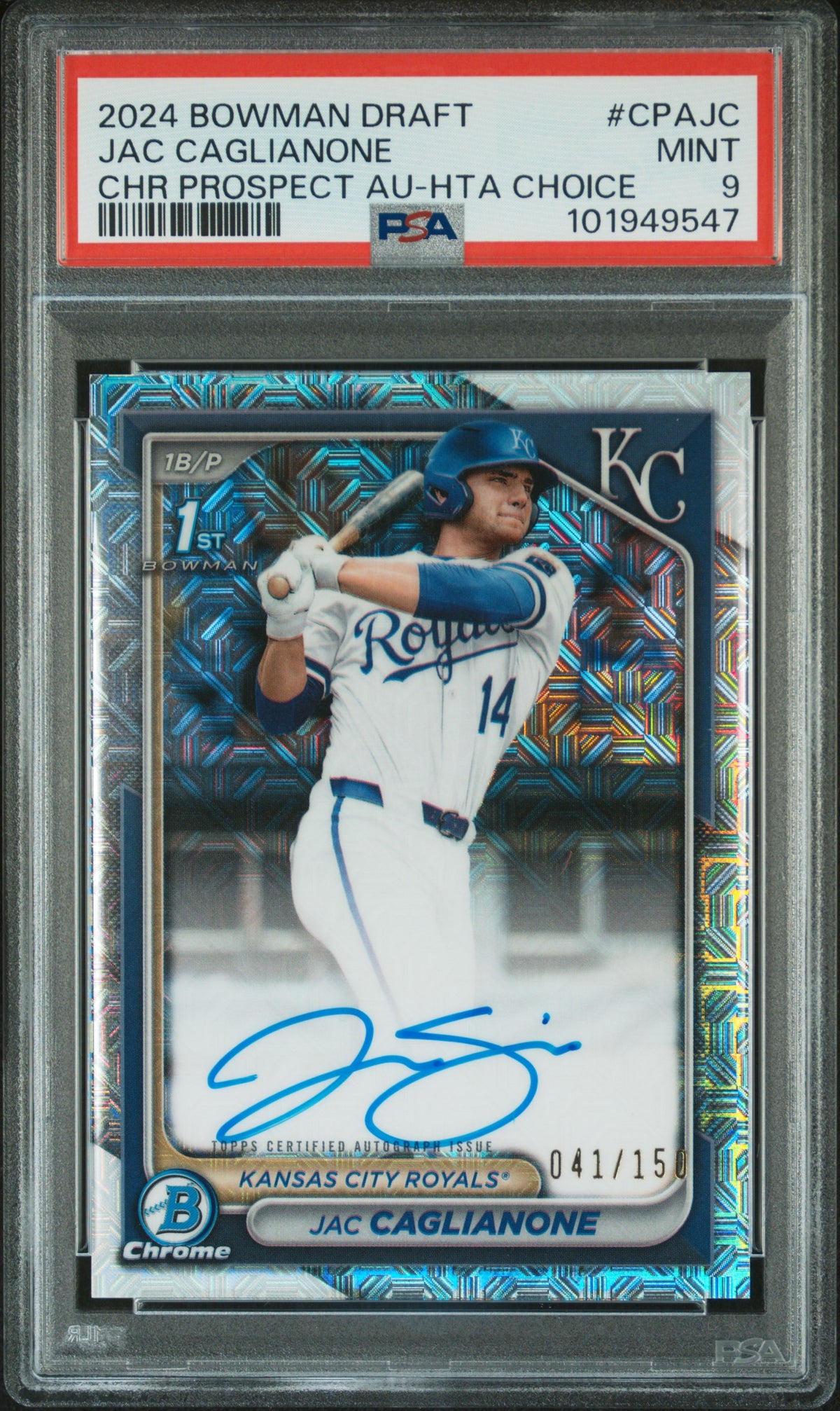 2024 Chrome Draft Autographs Hta Choice Refractors Jac Caglianone #CPAJC /150 PSA 9