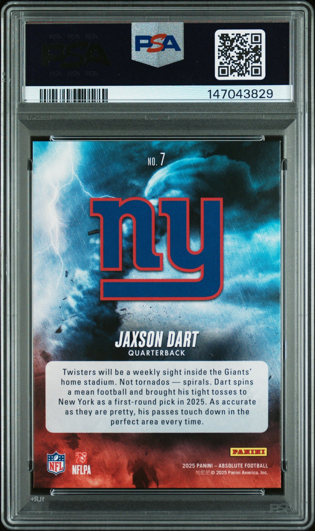 2025 Absolute Jaxson Dart By Storm Gold Spectrum #7 /10 PSA 9