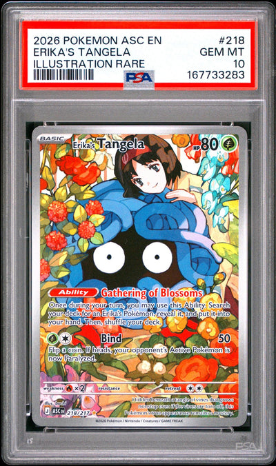 2026 Pokemon Mega Evolution Ascended Heroes Illustration Rare Erika's Tangela #218 PSA 10