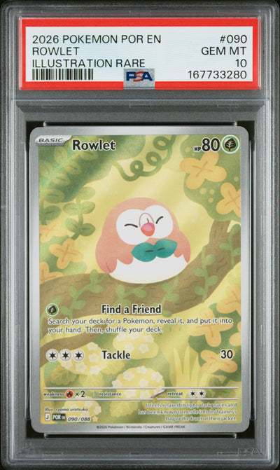 2026 Pokemon Mega Evolution Perfect Order Illustration Rare Rowlett #090 PSA 10