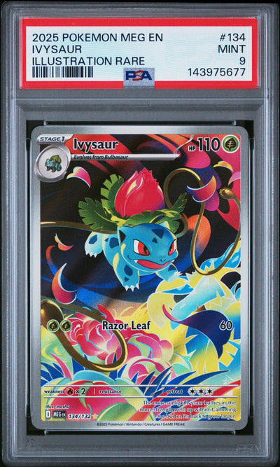 2025 Pokemon Mega Evolution Illustration Rare Ivysaur #134 PSA 9