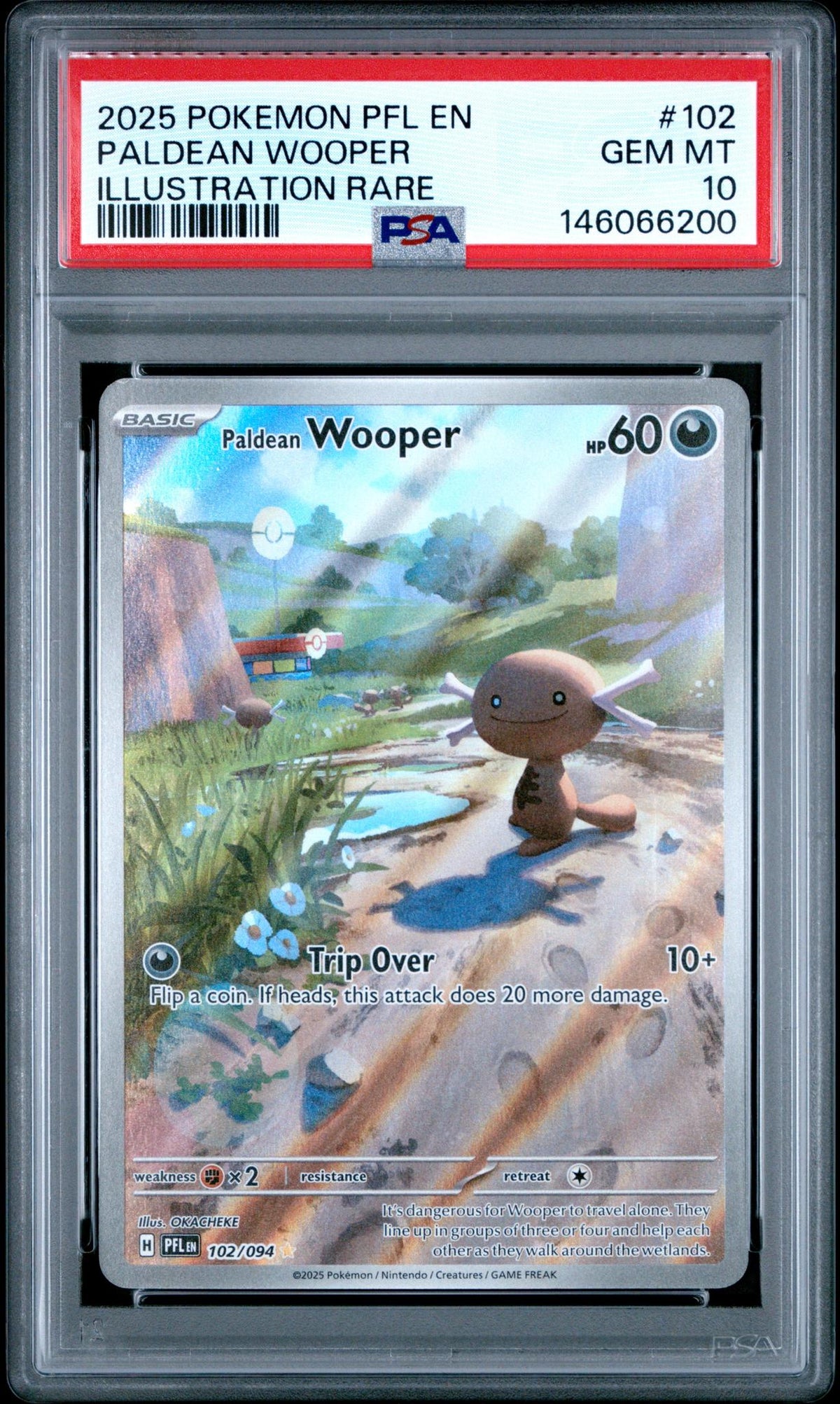 2025 Pokemon Mega Evolution Phantasmal Flames Illustration Rare Paldean Wooper #102 PSA 10