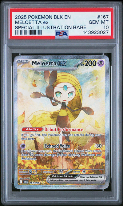 2025 Pokemon Scarlet and Violet Black Bolt Special Illustration Rare Meloetta Ex #167 PSA 10