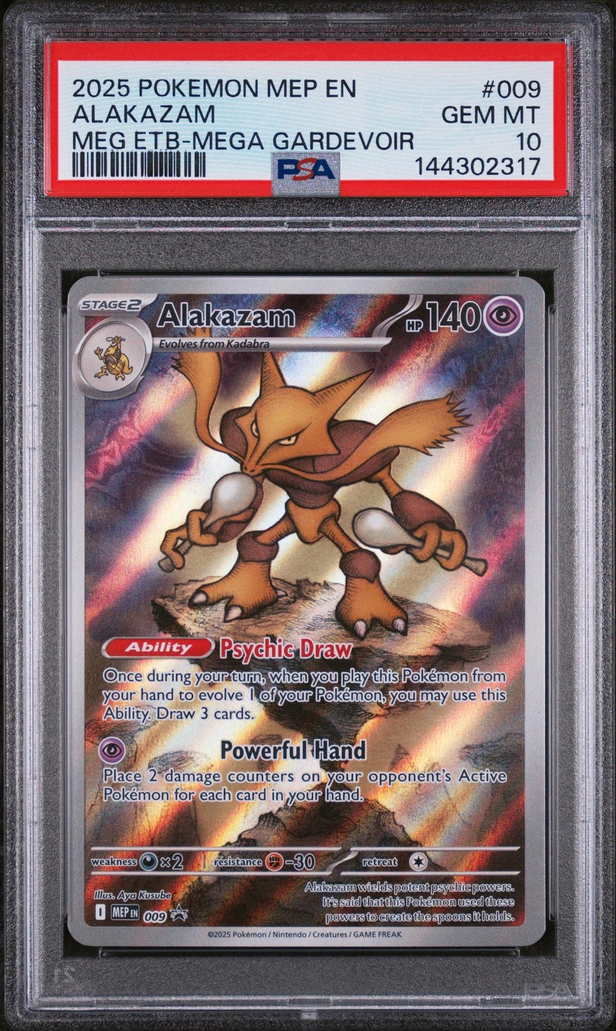 2025 Pokemon Mega Evolution Black Star Promo Mega Gardevoir Elite Trainer Box Alakazam #009 PSA 10