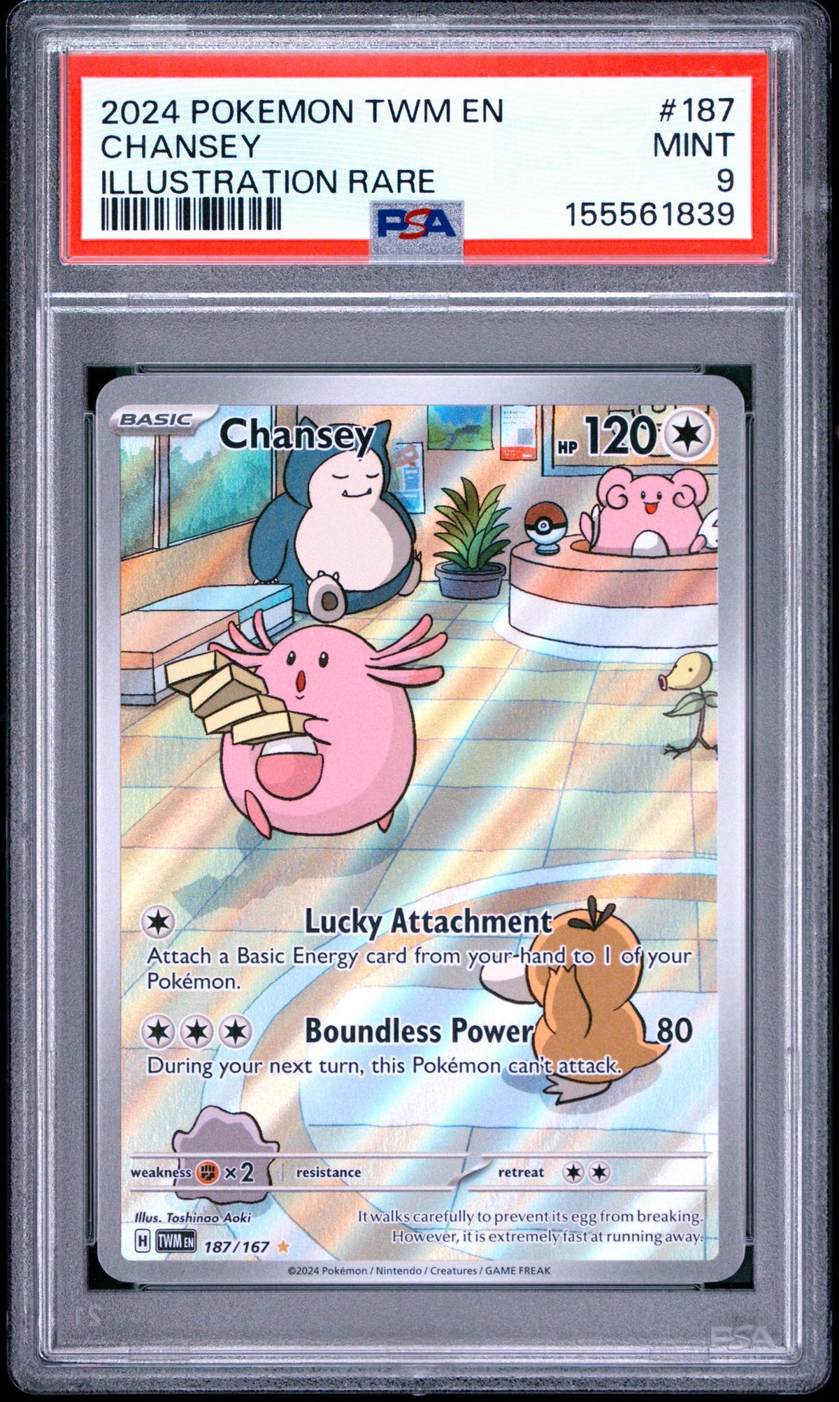 2024 Pokemon Scarlet and Violet Twilight Masquerade Illustration Rare Chansey #187 PSA 9