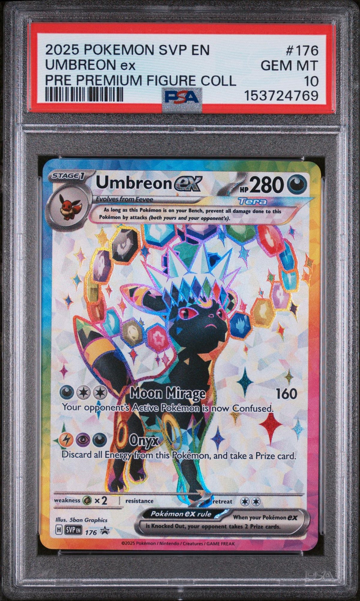 2025 Pokemon Scarlet and Violet Prismatic Evolutions Premium Figure Collection Umbreon Ex #176 PSA 10