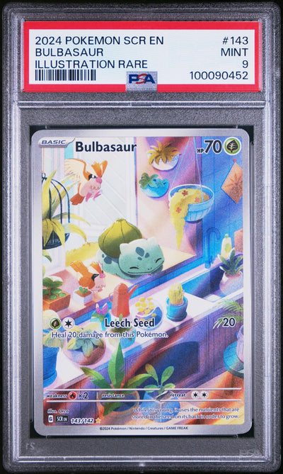 2024 Pokemon Scarlet and Violet Stellar Crown Illustration Rare Bulbasaur #143 PSA 9