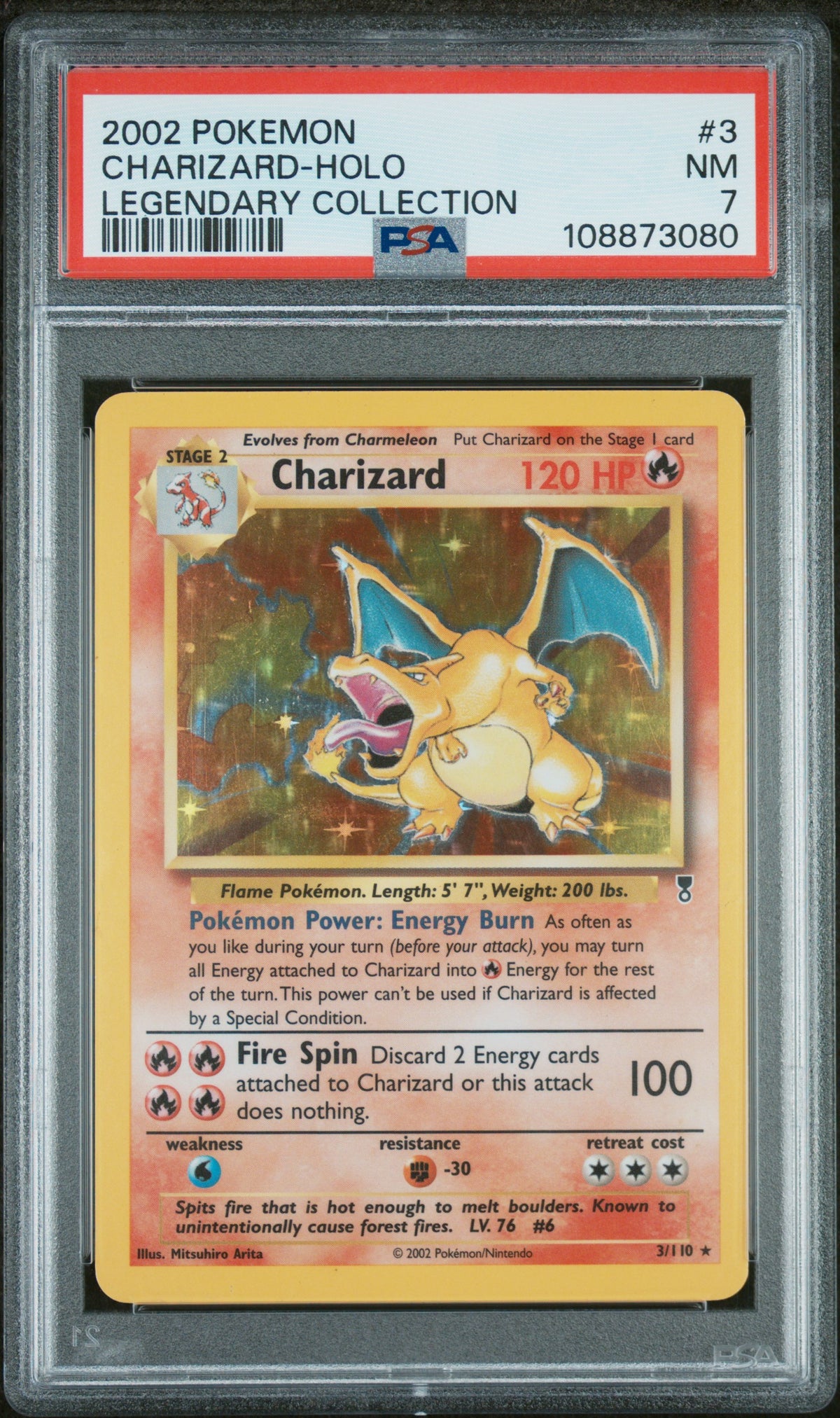 2002 Pokemon Legendary Collection Holo Charizard #3 PSA 7