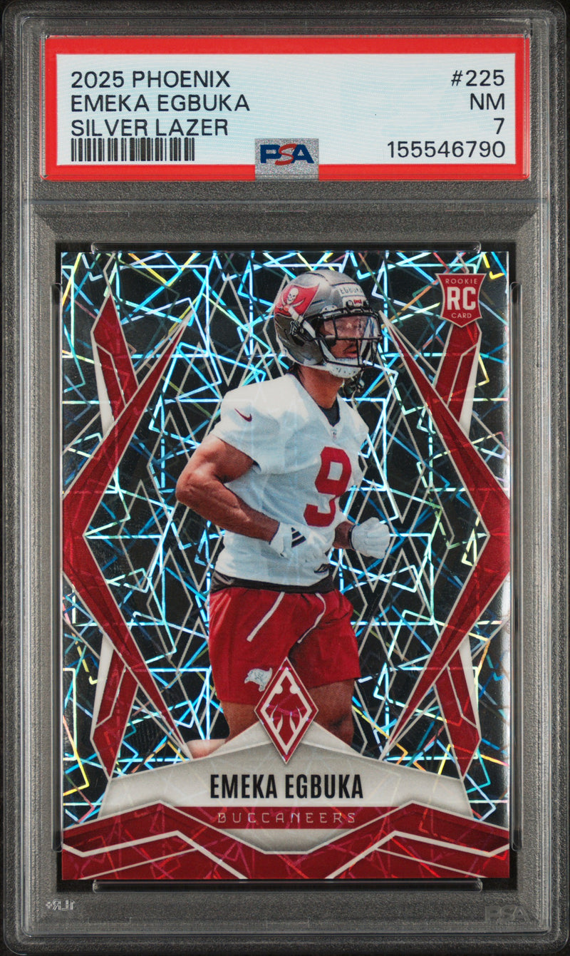 2025 Panini Phoenix Silver Lazer Emeka Egbuka #225 PSA 7