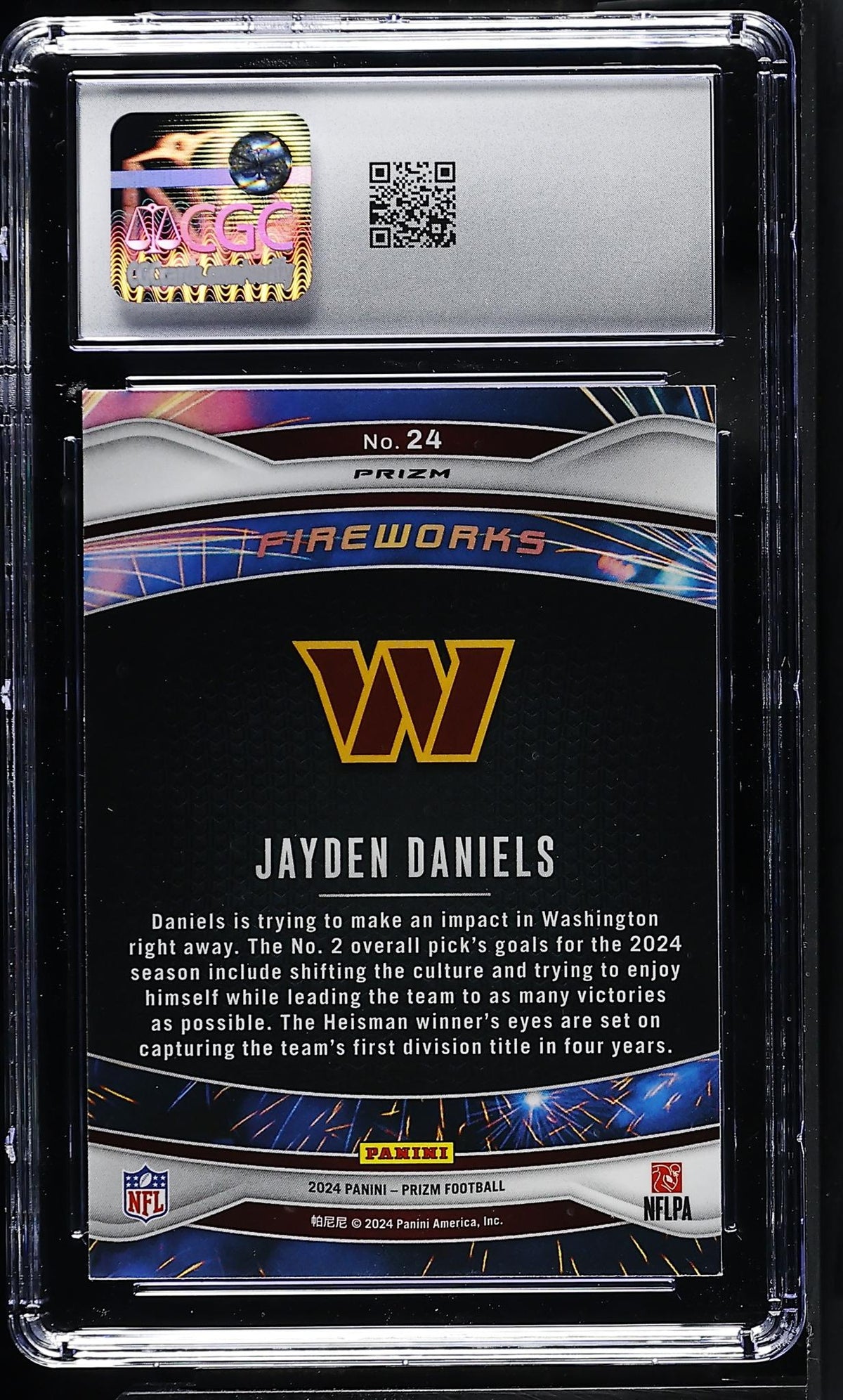 2024 Panini Prizm Fireworks Jayden Daniels #24 Green Wave CGC 9