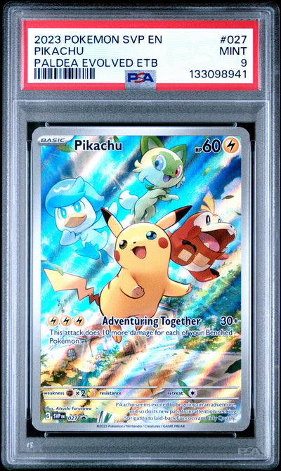 2023 Pokemon Scarlet and Violet Paldea Evolved Elite Trainer Box Pikachu #027 PSA 9