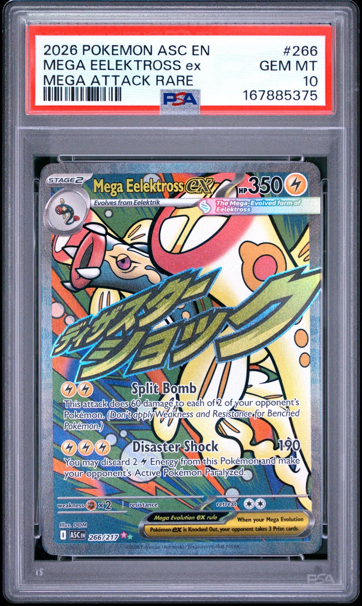 2026 Pokemon Ascended Heroes Mega Attack Rare Mega Eelektross Ex #266 PSA 10