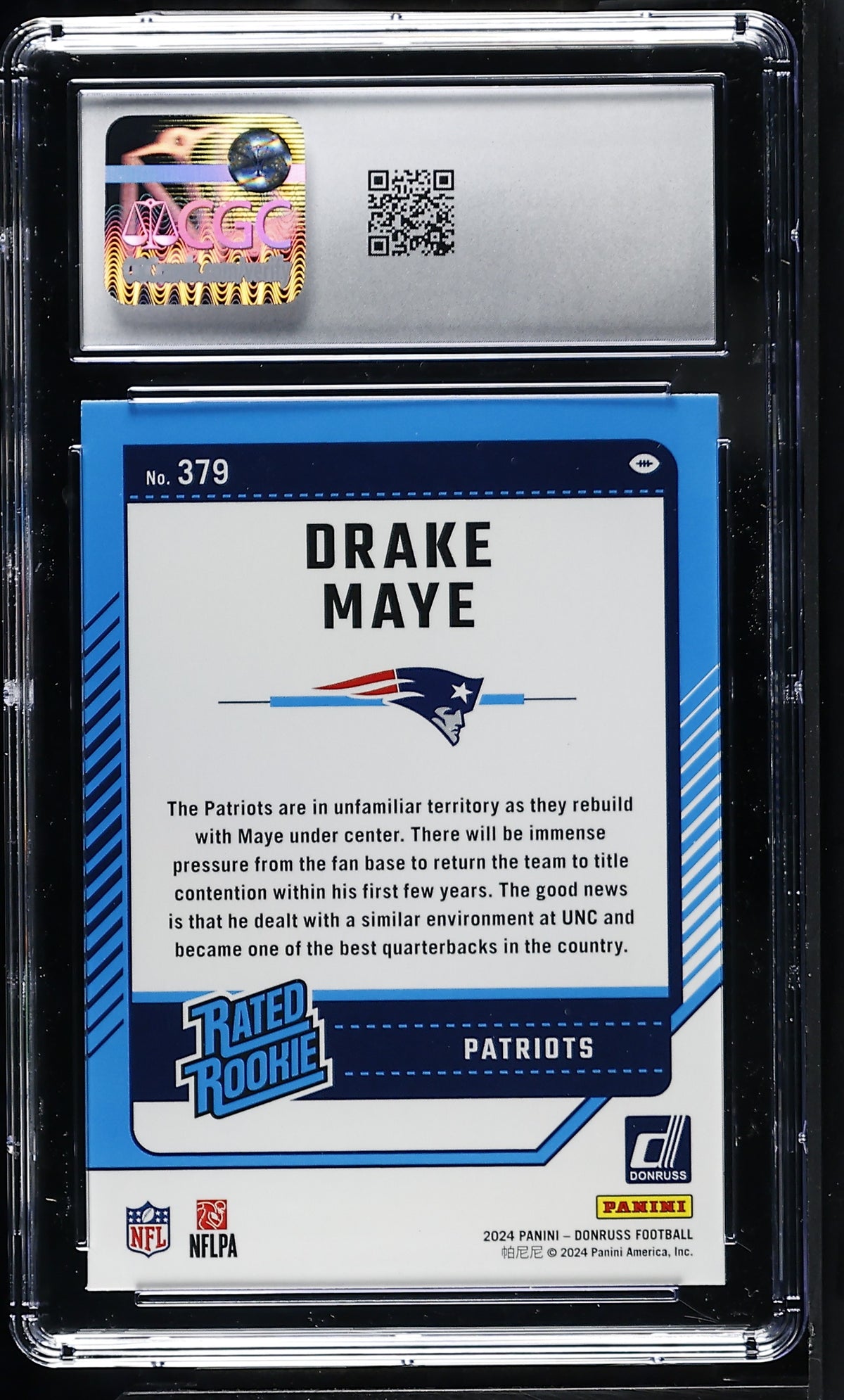 2024 Donruss #379 Drake Maye Rated Rookie CGC 10