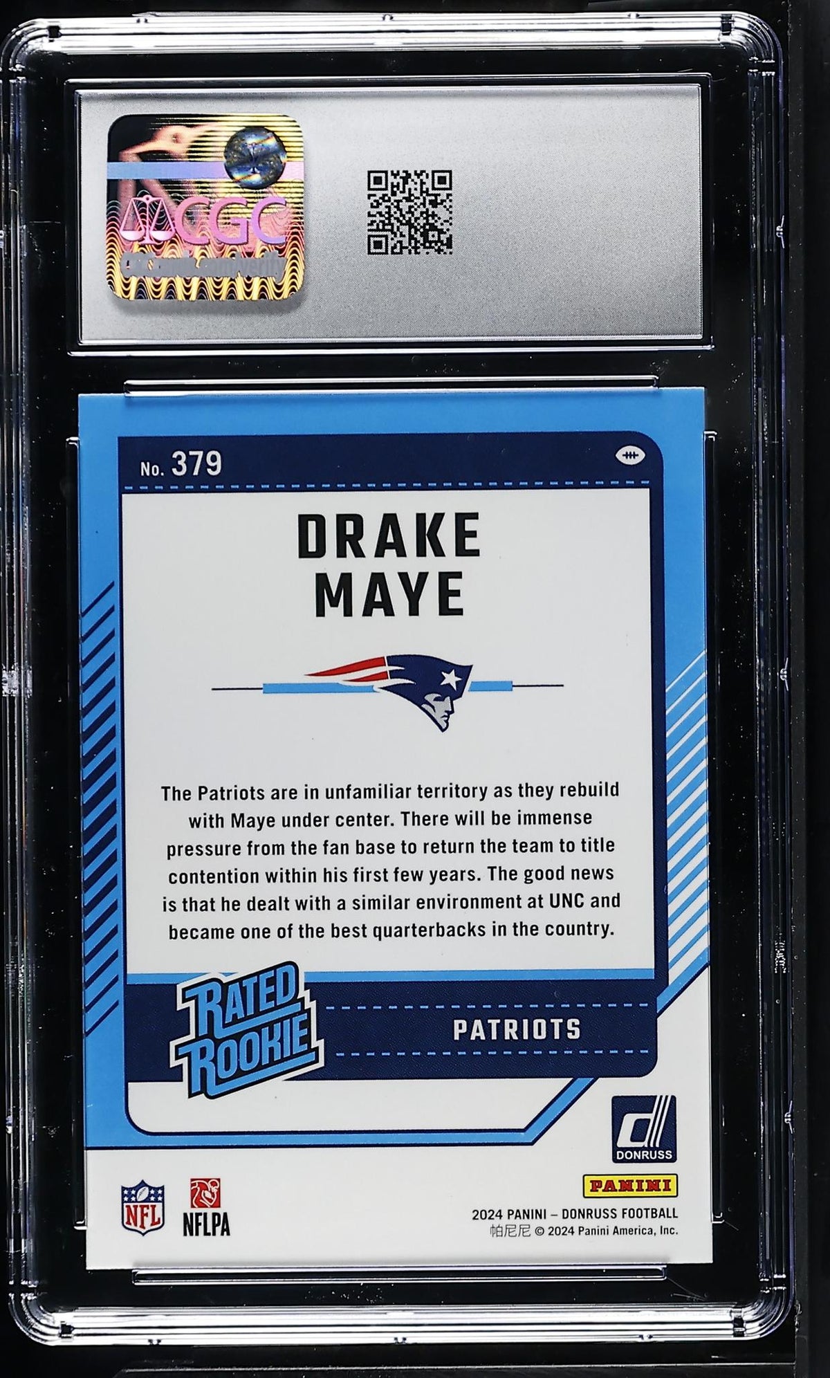 2024 Donruss #379 Drake Maye Rated Rookie CGC 9