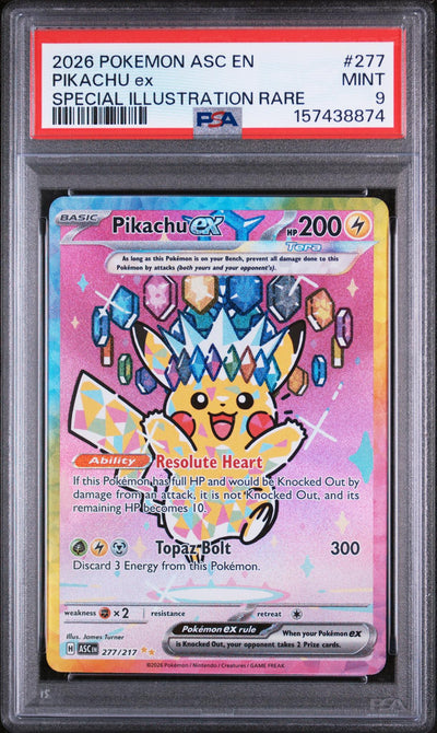 2026 Pokemon Mega Evolution Ascended Heroes Special Illustration Rare Pikachu Ex #277 PSA 9