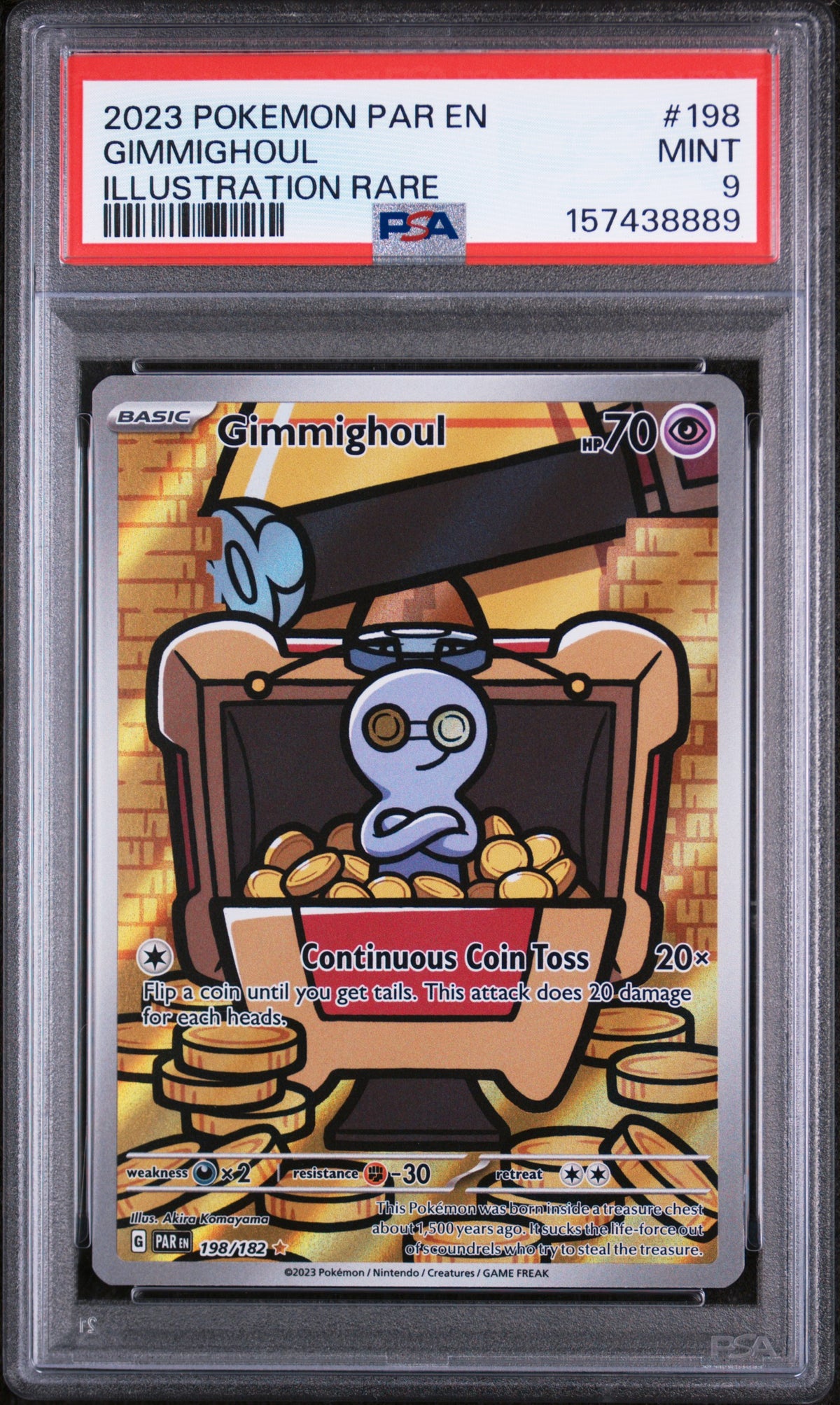 2023 Pokemon Scarlet and Violet Paradox Rift Illustration Rare Gimmighoul #198 PSA 9