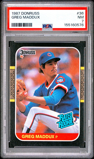 1987 Donruss Rated Rookie Greg Maddux #36 PSA 7