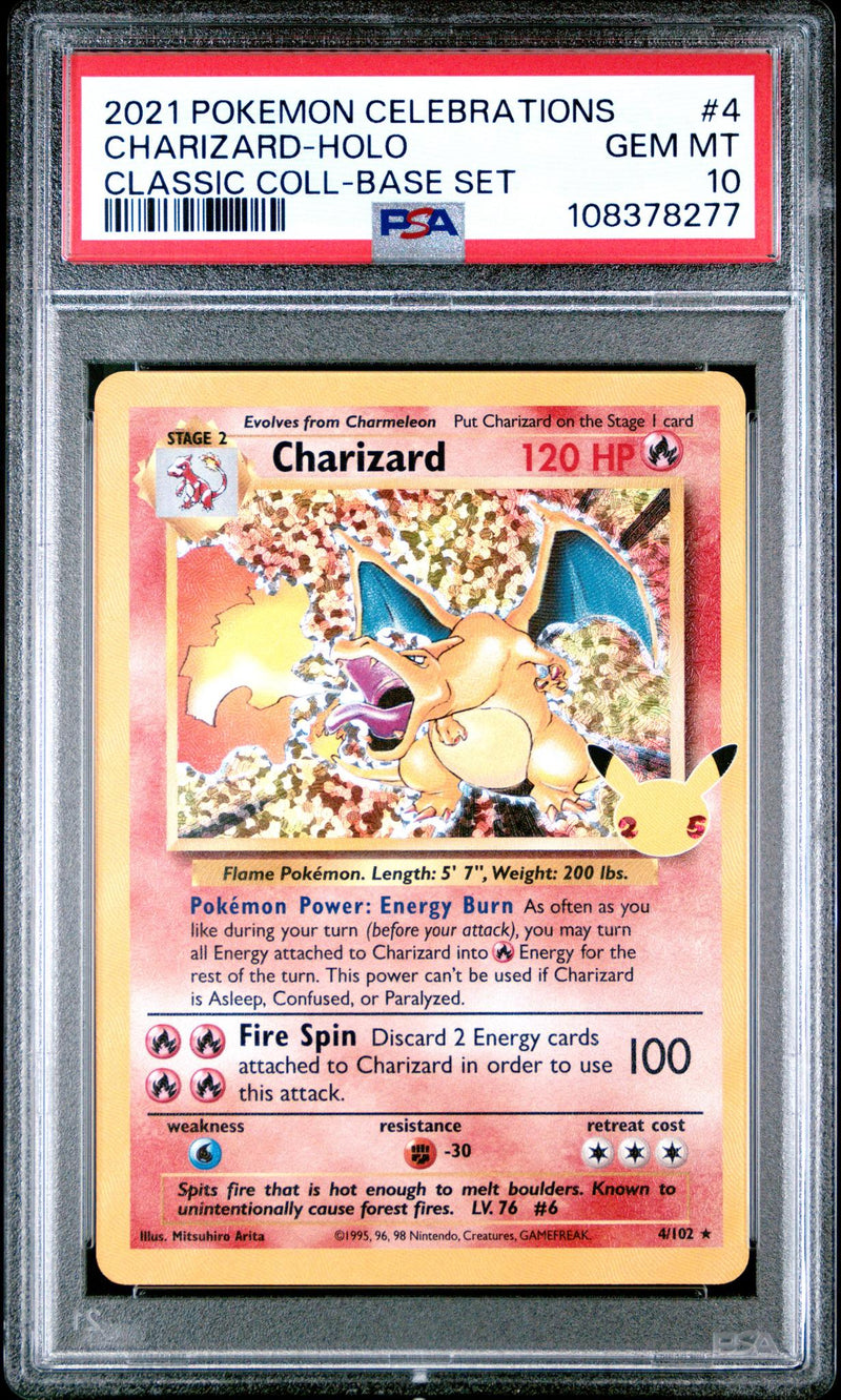 2021 Pokemon Sword and Shield Celebrations Classic Collection Base Set Holo Charizard #4 PSA 10