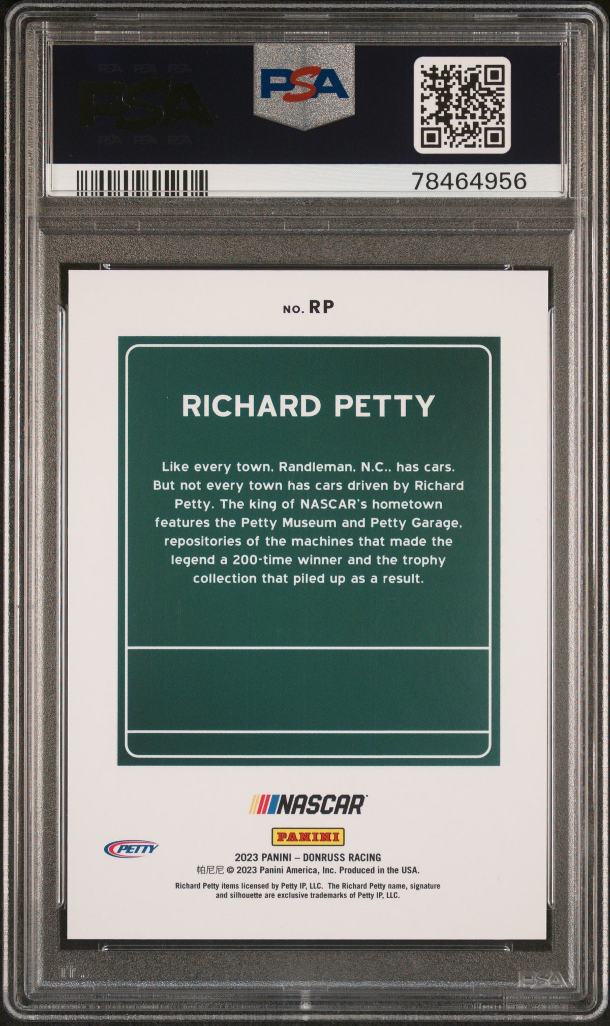 2023 Panini Donruss Nascar Downtown Richard Petty #RP PSA 10