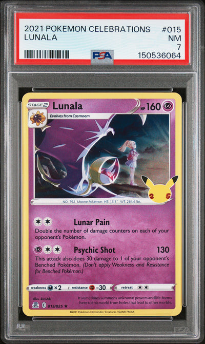 2021 Pokemon Celebrations Lunala #15 /25 PSA 7