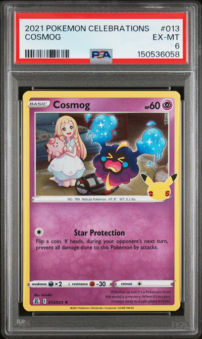 2021 Pokemon Sword and Shield Celebrations Cosmog #13 PSA 6