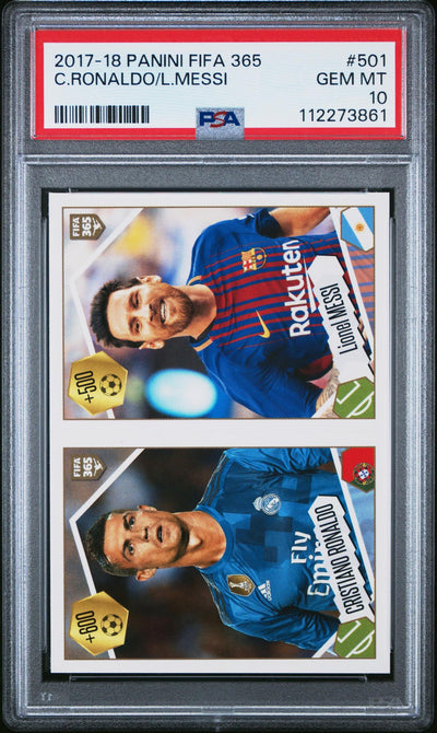 2017 Panini Fifa 365 Stickers Cristiano Ronaldo/Lionel Messi #501 PSA 10